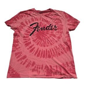 Lucky Brand x Fender Red Tie Dye Short Sleeve T-Shirt Large Basic Retro Casual